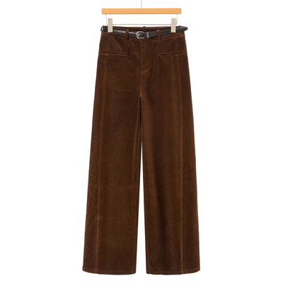 499西湖阁老【HO】春装 *绍 纯棉高腰灯芯绒阔腿长裤573