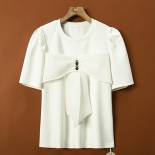 蝴蝶结前襟水钻饰扣俏皮T恤088 春季 459西湖阁老 兹