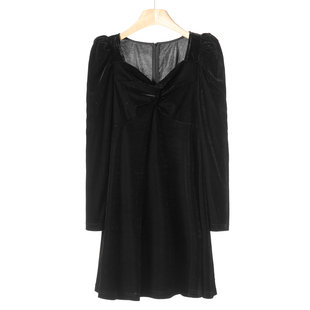 方领拧结前襟修身 春季 丝绒连衣裙711 莫Y 699西湖阁老