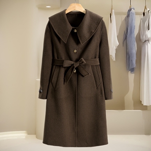 5.7%山羊绒+4.8%羊驼毛【27】冬装 翻领单排扣长款双面呢外套36