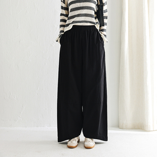脚棉松紧宽松垮裤 469西湖阁老 拼接斜边裤 夏装 006 兰