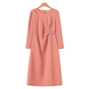 圆领小心机镂空抽褶环扣收腰连衣裙003 春装 599西湖阁老 熠