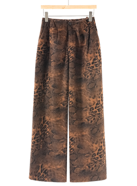 西湖阁老【AL】春季*绍 高腰小众豹纹个性休闲直筒阔腿裤601