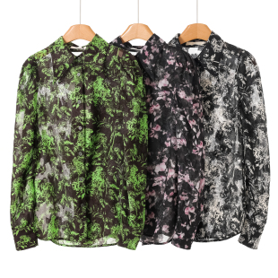 度假休闲宽松舒适印花雪纺衬衫 春装 301 栖 599西湖阁老