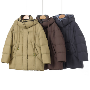 新款 当季 格子拼接抽绳连帽面包羽绒服551 帛 1199西湖阁老