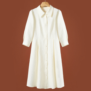 领七分袖 579西湖阁老 蝴蝶暗花衬衫 春季 开叉连衣裙820 卡拉