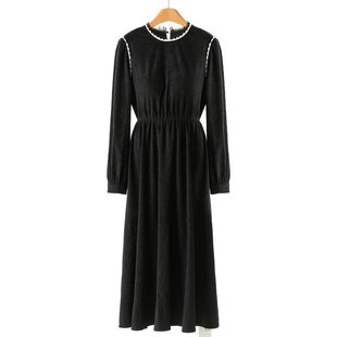 绍 冬装 网纱圆领绒毛面花边连衣裙328 迪 659西湖阁老