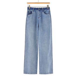 含粘纤高腰牛仔阔腿拖地裤 599 夏装 146弜 64%莱赛尔