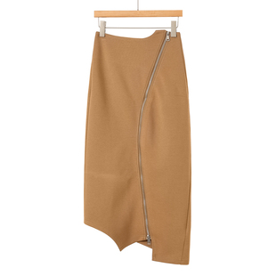 春装 氐 不规则直筒双拉链头高挑半身裙212 65%粘纤 639