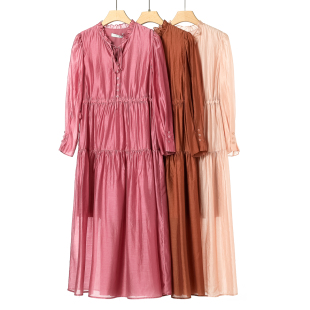 春季 熠 木耳领系带收腰抽绳连衣裙113 84%粘胶纤维 699