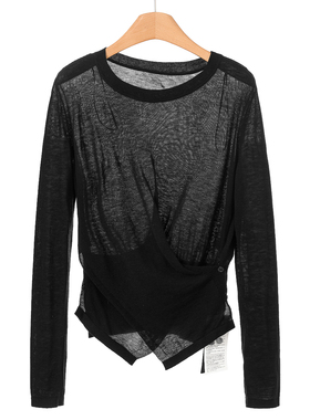 599 30%绵羊毛【莫Y】26春装 圆领不规则衣摆设计感针织衫411