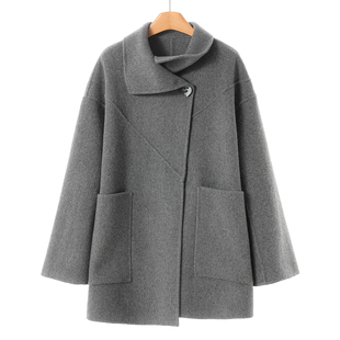 字母扣开衫 冬装 门襟双面呢长毛廓形大衣014 之 100绵羊毛