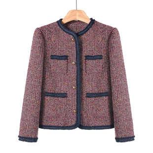 卷花边拼接双排口袋小香风外套731 春季 30%羊毛 俪