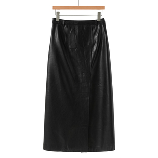 PU软面高开衩加绒直筒半身裙567 冬装 579西湖阁老 栖