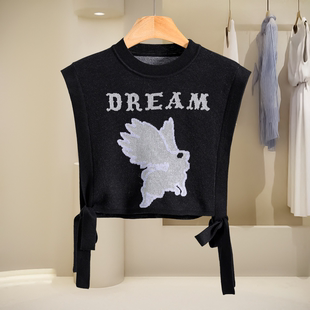 帝 含绵羊毛针织衫 春 无袖 811 侧边全开披肩式 499西湖阁老