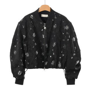 提花宽松罗纹拼接珠片外套522 春装 899西湖阁老 栖