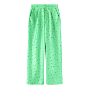 笑脸印花清新舒适休闲阔腿裤 夏季 201弜 栖 539西湖阁老