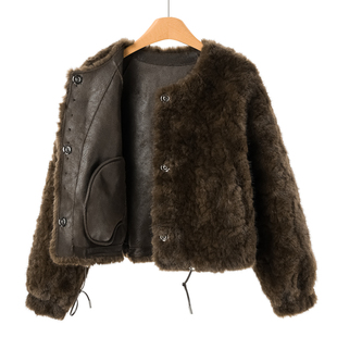 圆领暗扣轻奢风仿水貂毛皮草短款 西湖阁老 冬装 当季 外套119 申