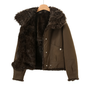 冬装 羊羔毛领 当季 韦 细腻两面穿派克皮草老钱外套671 兔毛皮