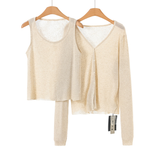 针织衫 599 背心两件套780 V领开衫 春装 34%莱赛尔 兰