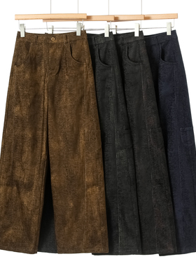 西湖阁老【步Y】冬装100雪尔绒港味复古垂感直筒裤106