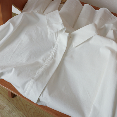 西湖阁老【署】春季 定制高货棉质蝙蝠衫褶皱喇叭袖衬衫103no2