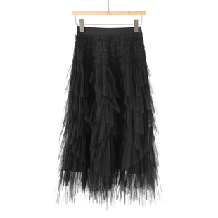 层次网纱不规则松紧半身裙062 冬季 999西湖阁老 莫Y