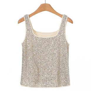 轻奢亮片U领套头可外穿背心734 26春装 469西湖阁老 莫Y