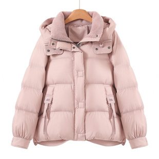 仿羊羔绒保暖拼接领泡芙感连帽羽绒服621 冬装 西湖阁老 寇