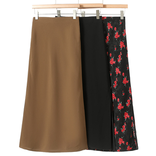 松紧高腰过膝开叉A字半身裙092 春装 499西湖阁老 芙