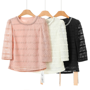 萌 T恤小衫 春装 重工串珠圆领七分袖 120 绍 西湖阁老