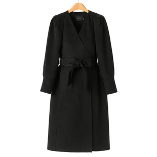 93%绵羊毛 V领垫肩显瘦长款 6%山羊绒 冬装 大衣811 莫Y 2999