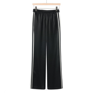 撞色侧拼绸面松紧阔腿裤 899 春季 帝 613剪 72.6%醋酯纤维