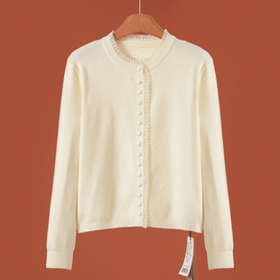 春装 389 54%粘纤 卡拉 针织外套119 花边拼接温柔娴熟开衫