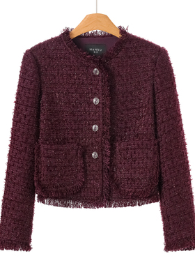 799西湖阁老【序】春装 重工轻奢圆领亮丝格子小香风短外套505