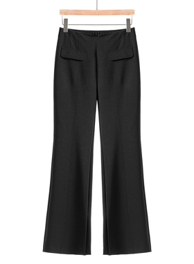 35.2%粘纤【都SML】春季 显筷子腿假口袋松紧开叉喇叭裤016