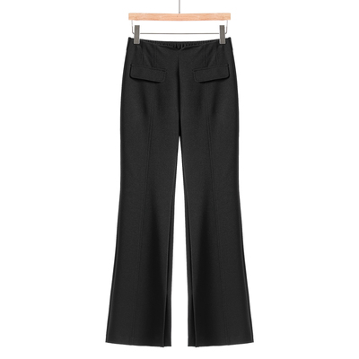 35.2%粘纤【都SML】春季 显筷子腿假口袋松紧开叉喇叭裤016