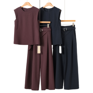 薇 气质套装 春装 外套拼接直筒裤 291 绍圆领无袖 519西湖阁老