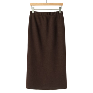 松紧高腰开叉含绵羊毛直筒半身裙075 冬装 459西湖阁老 兹