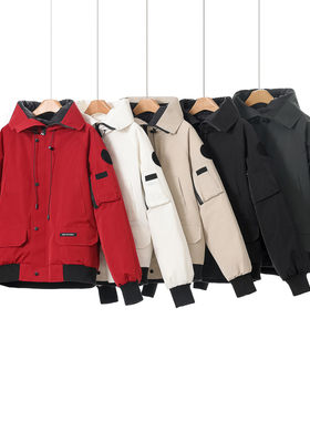 西湖阁老【羽D】冬装 针织拼接登山冲锋衣式连帽羽绒服947