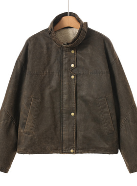 2490西湖阁老【AL】冬装*绍 加绒仿羊羔毛复古休闲外套090