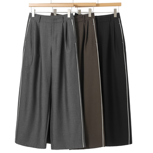 拼色条垂感御姐范遮肉宽脚裤 春装 313 境 658西湖阁老