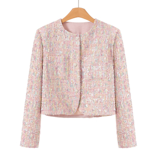 重工彩色亮片淑女小香风短外套509 春装 西湖阁老 俪
