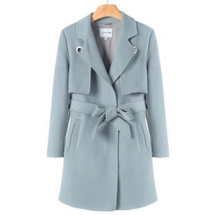 领单排扣配腰带中长款 77.8%绵羊毛 西装 冬装 呢外套087 风D