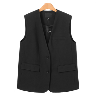 26春装 深V领宽松开叉带垫肩马夹外套111 莫Y 799西湖阁老