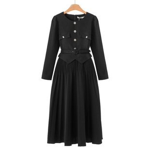 春装 熠 圆领百褶拼接气质假两件连衣裙013 29%粘胶纤维 899