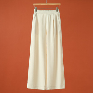 后腰松紧阔腿裤 469西湖阁老 暗纹理垂坠感直筒裤 夏装 745 L拉