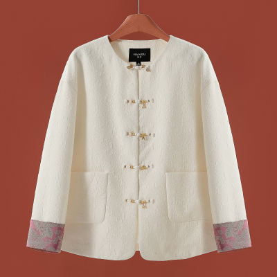 699西湖阁老【序】春装 提花拼色翻边袖新中式国风外套571