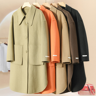 开叉弧形下摆长款 冬装 双面呢大衣201蕾 怡 100高支绵羊毛