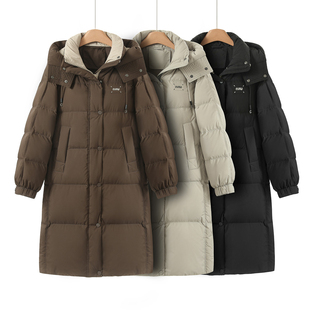 防风松紧收口袖 冬装 连帽过膝羽绒服678 寇 过西湖阁老